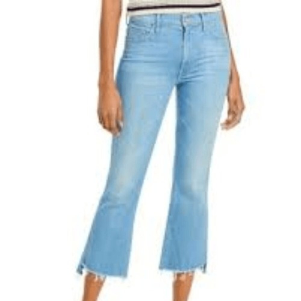 Mother The Insider Crop Step Fray Jeans Hold My Hand Light Wash High Rise Denim